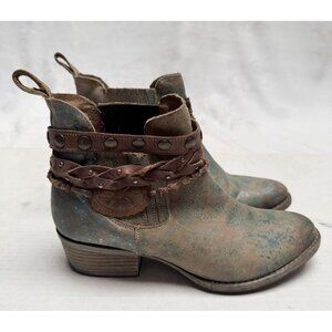 Circle G Womens Sz 9 Green Harness Studded Western Cowgirl Ankle Boots Festival